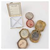 Vintage Floral Enamel Powder Compacts - 4-Piece Set (Square, Round, Hexagon, Octagon)