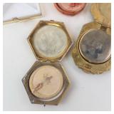 Vintage Floral Enamel Powder Compacts - 4-Piece Set (Square, Round, Hexagon, Octagon)