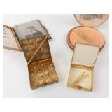 Vintage Gold-Tone Vanity Set with Beaded Round Powder Compact, Photo Album & Mini Boxes