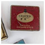Camel Vintage Cigarette Tin Set - Craven A Virginia Tin, Copper Diamond Box, Turquoise Tin
