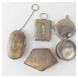 Vintage Silver-Tone 5-Piece Vanity Set - Cigarette Cases & Powder Compacts