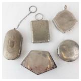 Vintage Silver-Tone 5-Piece Vanity Set - Cigarette Cases & Powder Compacts