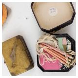 Vintage Octagonal Powder Compacts, Puff Box & Pink Pencil Set