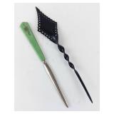 Letter Openers - Green Handle & Black Twisted (Lot of 2)