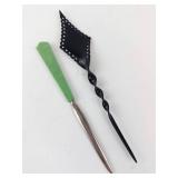 Letter Openers - Green Handle & Black Twisted (Lot of 2)