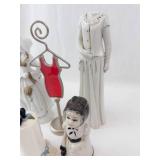 Porcelain Figurines Set - White Dress Statues, Dress Form, Hat Pin Holder