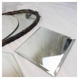 Ornate Oval Wall Mirror with Carved Frame - Geometric Mirror Panels Salvage (13 Total)