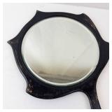 Hand Mirror - Vintage Black Wooden Frame with Round Mirror