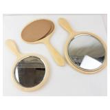 Beige Round Handheld Vanity Mirrors (Lot of 3)