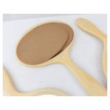 Beige Round Handheld Vanity Mirrors (Lot of 3)