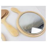 Beige Round Handheld Vanity Mirrors (Lot of 3)