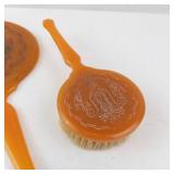 Orange Plastic Vanity Mirror & Brush Set - 2-Piece