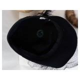 Vintage Hat Trio - Black Velvet Cloche With Veil, Beige Straw Hat, Brown Fur Muff