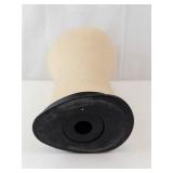 Beige Fabric Mannequin Head Form on Black Base - Wig Display Stand