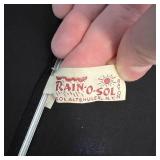 Rain-O-Sol Umbrella - Vintage 8-Panel Black Nylon Canopy, Ivory Look Hook Handle