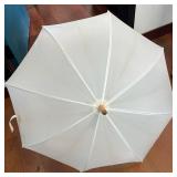 Umbrella - Wooden Hook Handle, White Canopy, 8-Panel