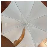 Umbrella - Wooden Hook Handle, White Canopy, 8-Panel