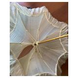 White Parasol Umbrella with Bamboo Shaft - 8-Rib Canopy, Decorative