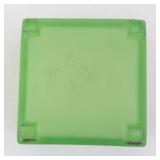 Art Deco 1930s Uranium Green Glass Biscuit Jar/Pot - Lidded, Fan Motif Lid