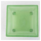 Art Deco 1930s Uranium Green Glass Biscuit Jar/Pot - Lidded, Fan Motif Lid