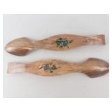 Celluloid Shoe Horns - Floral Hand-Painted Design (Lot of 2)