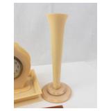 Desk Set - Celluloid Beige with Clock, Perfume Bottle, Vase & Tray
