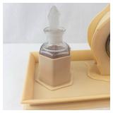 Desk Set - Celluloid Beige with Clock, Perfume Bottle, Vase & Tray