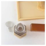 Desk Set - Celluloid Beige with Clock, Perfume Bottle, Vase & Tray