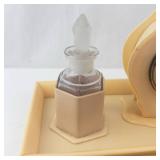 Desk Set - Celluloid Beige with Clock, Perfume Bottle, Vase & Tray