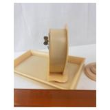 Desk Set - Celluloid Beige with Clock, Perfume Bottle, Vase & Tray