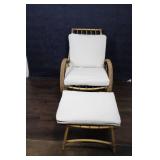Bamboo Lounge Chair and Ottoman Set with Cushions