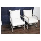 Pair of Outdoor Patio Armchairs with Cushions