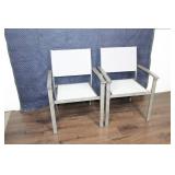 Pair of Outdoor Patio Chairs with Grey Frames