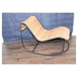 Woven Rattan and Metal Frame Rocking Chair