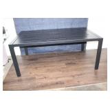 Rectangular Black Metal Outdoor Dining Table with Slatted Top
