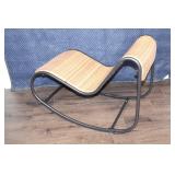 Woven Rattan and Metal Frame Rocking Chair