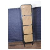 Folding 3-Panel Room Divider with Metal Frame and Woven Panels
