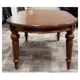 Oval Dining Table with Turned Legs - 2 Additional Table Leafs and Table Top Protector