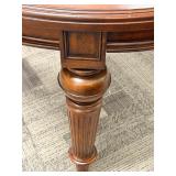 Oval Dining Table with Turned Legs - 2 Additional Table Leafs and Table Top Protector