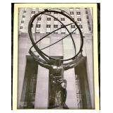 Atlas Statue Framed Photo Armillary Sphere Black & White