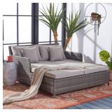 Safavieh Cadeo Daybed PAT7500B - Outdoor Wicker Daybed with Cushions for Patio & Pool