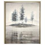 Framed Landscape Painting - Island Trees on Water 61" x 52"