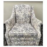 New Sam Moore Swivel Armchair - Damask Upholstery Grey Ivory #1