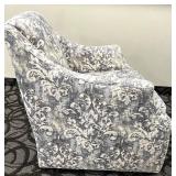 New Sam Moore Swivel Armchair - Damask Upholstery Grey Ivory #1