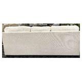 Sofa Cream Fabric 3-Seat with Green Leaf Pillows