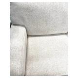 Sofa Cream Fabric 3-Seat with Green Leaf Pillows