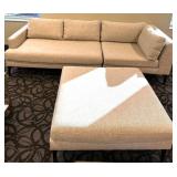 West Elm Sectional Sofa with Chaise - Beige Upholstery