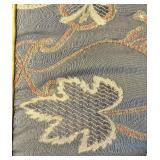 Vintage Blue Damask Sofa - Gold Fringe & Nailhead Trim - Drop Down Sides