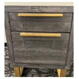 Industrial-Style Desk - Distressed Black Wood Top & Gold Metal Frame - Right-Side 2-Drawer