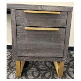 Industrial-Style Desk - Distressed Black Wood Top & Gold Metal Frame - Right-Side 2-Drawer